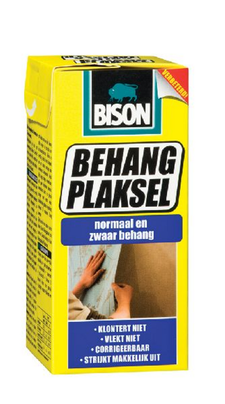 Colle à papier peint Bison pack papier peint normal et lourd 125 g, ne tache pas, ne s'agglutine pas, s'étale facilement, super forte, pH neutre, prête à l'emploi en 15 minutes