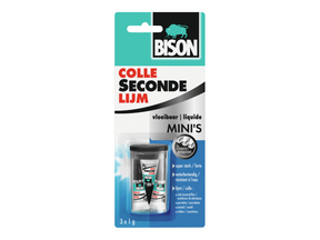 Bison superglue liquide minis 3 x 1g, superglue forte, mini emballage spécial, passe au lave-vaisselle, résistant à l'eau, pour toute réparation dans et autour de la maison