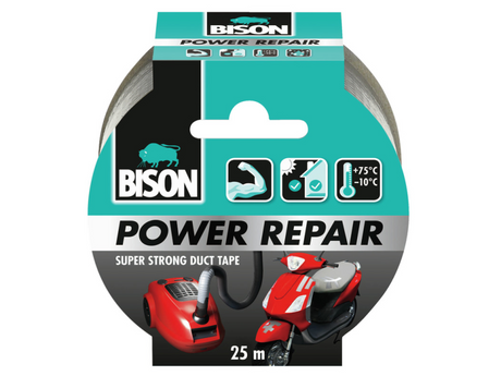 Bison power ruban de réparation gris 25m x 4,8cm