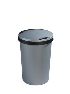 Poubelle Sunware twinga avec couvercle à rabat 45 litres métal noir diamètre 37,5x54cm