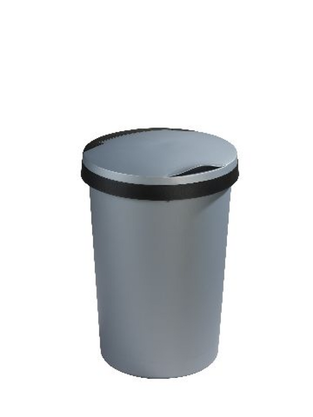 Poubelle Sunware twinga avec couvercle à rabat 45 litres métal noir diamètre 37,5x54cm