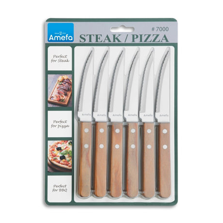 Amefa set de couteaux à steak à pizza 6 pièces