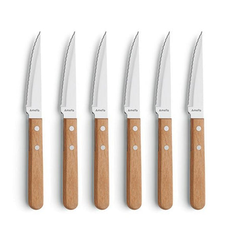 Amefa set de couteaux à steak à pizza 6 pièces