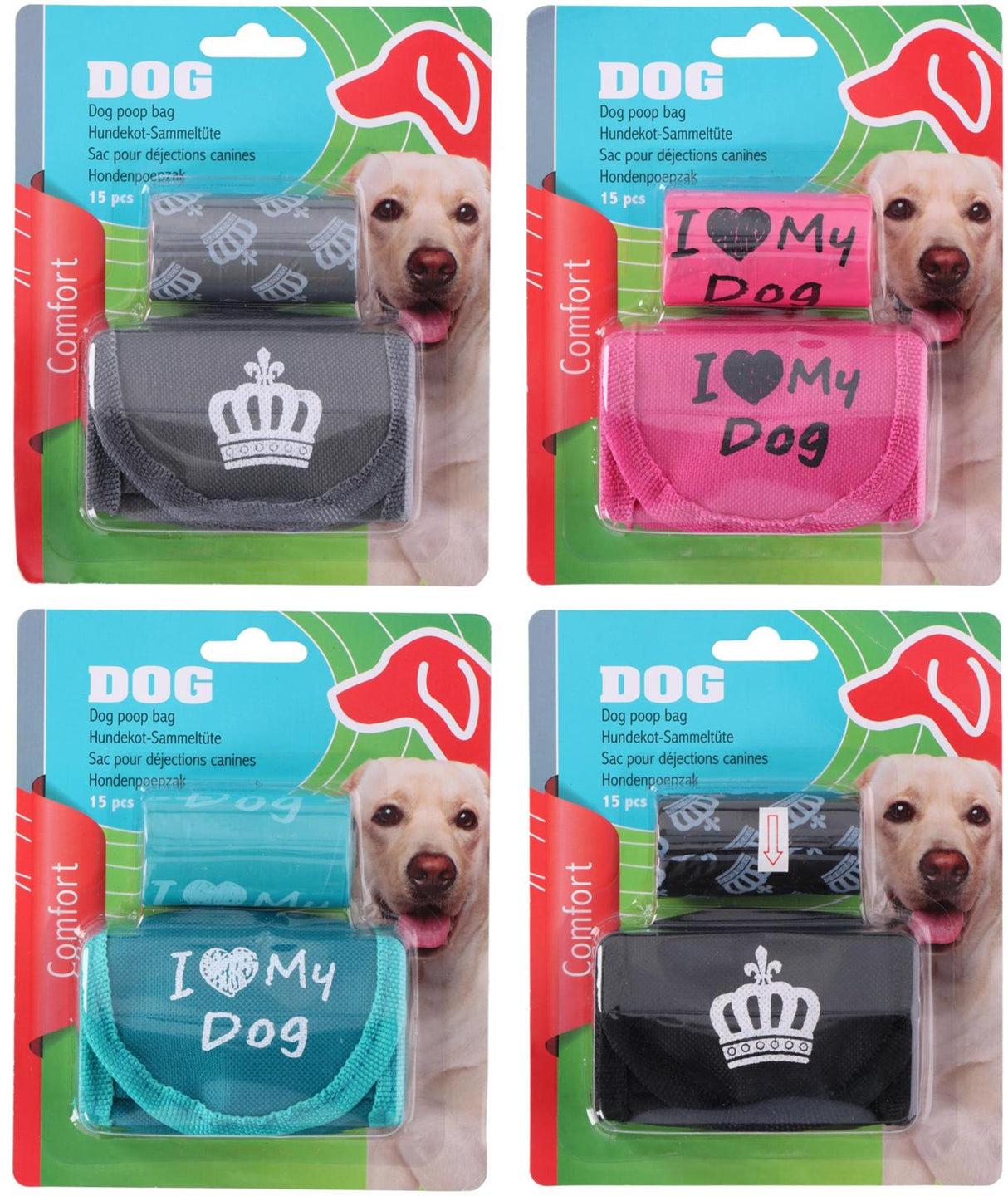 Sacs à crottes de chien 15 pièces avec support