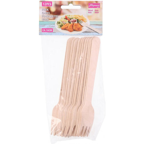 Fourchettes en bois Cuisine élégance 16 cm 12 pièces