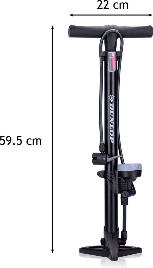 Dunlop Standing Bicycle Pump Version Analog Print Meter Double Valve Head Black