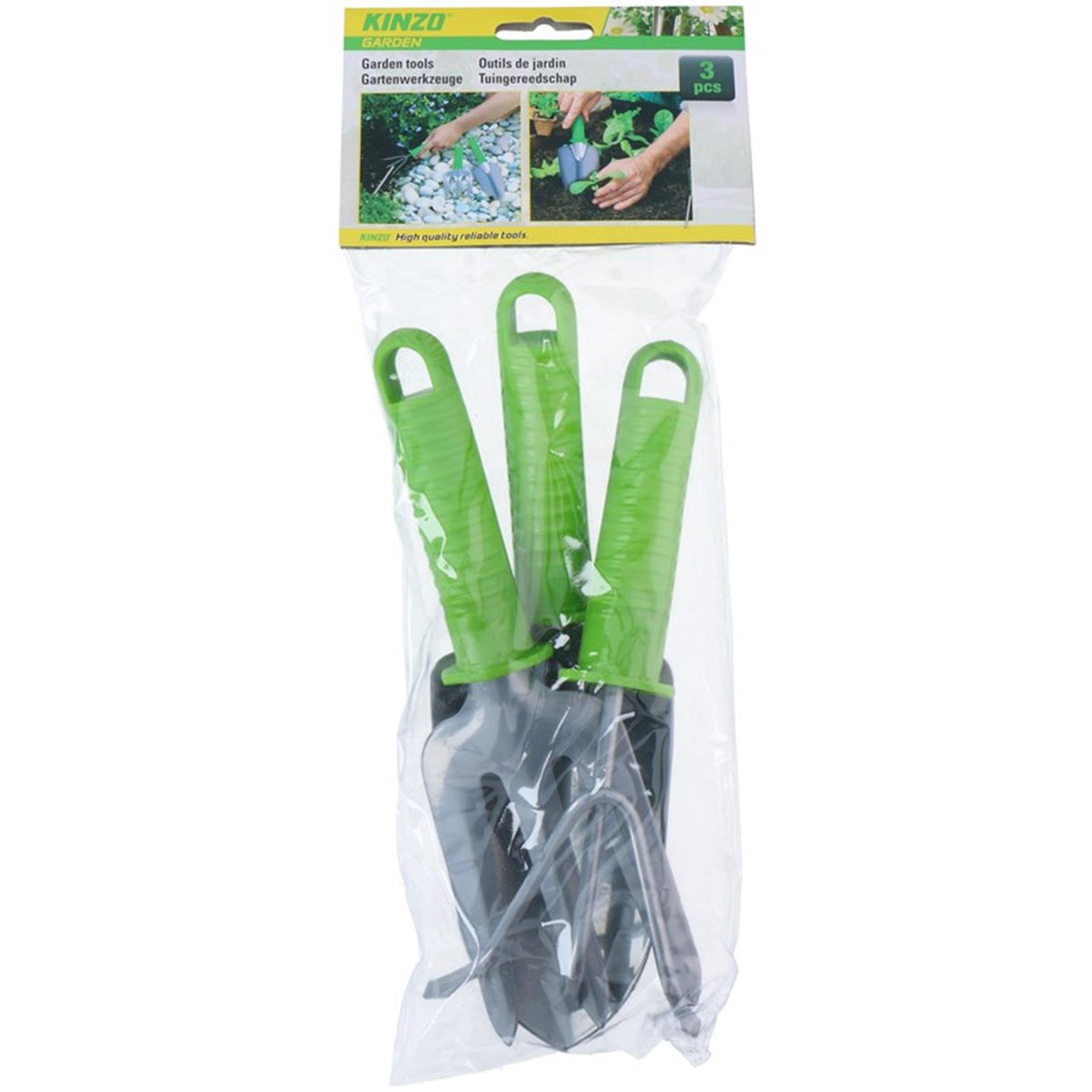 Kinzo ensemble d'outils de jardin 3 pièces dans un sac