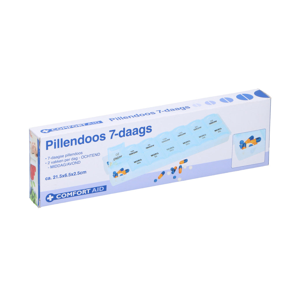 Box Basic Comfort Aid Pill Box de 7 días 2x6.4x21.5 cm Blanco Blanco