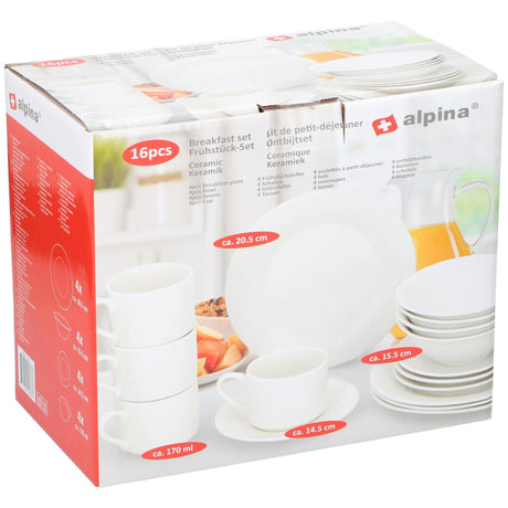 Vaisselle petit déjeuner Alpina 16 pièces
