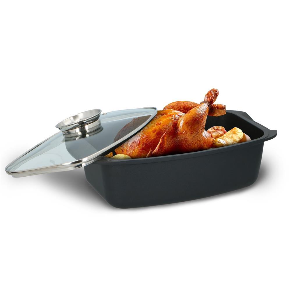 Alpina roasting pan with glass lid 5.5l 39.5x22.5x10.8 cm black