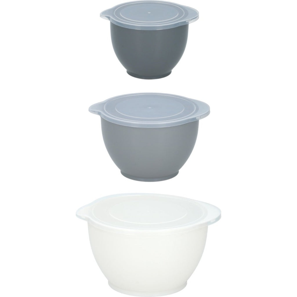 Alpina Mixing bowls with lid 1.2-3.4L 3 pieces Gray White