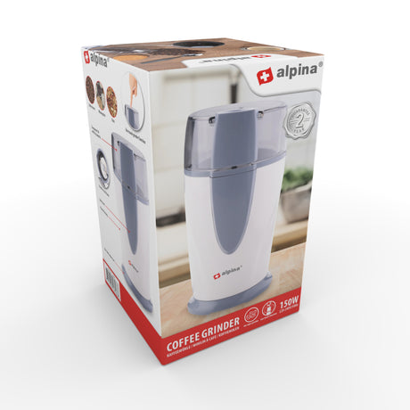 Moulin à café électrique Alpina 150w blanc gris