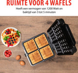 Alpina wafelijzer brusselse wafels antiaanbaklaag 4 wafels 1200w