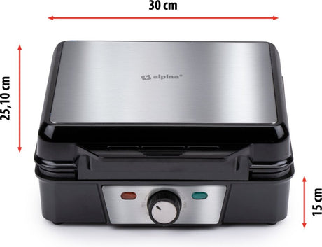 Alpina gaufrier gaufres de Bruxelles revêtement antiadhésif 4 gaufres 1200w