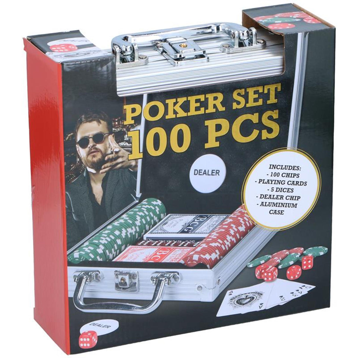 Jeu de poker Lifetime Games 100 pièces dans un coffret en aluminium
