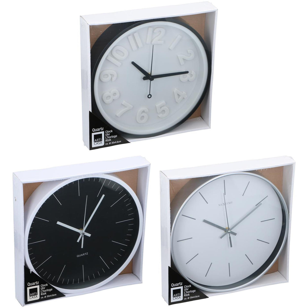 Horloge murale dia30cm en plastique