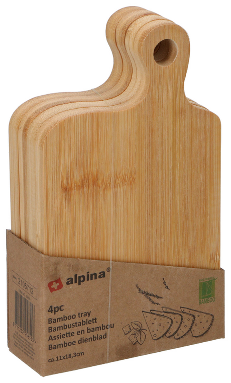 Plateau en bambou Alpina set de 4 pièces 11,5x4x18,5cm