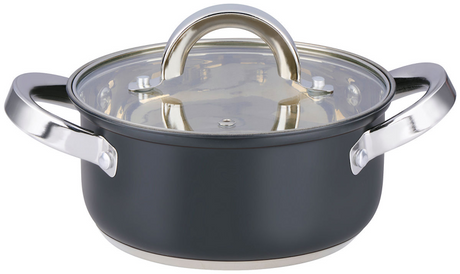 Alpina kookpan met deksel 1,9 liter – rvs pan 16 cm – inductie – glazen deksel – geschikt voor alle warmtebronnen