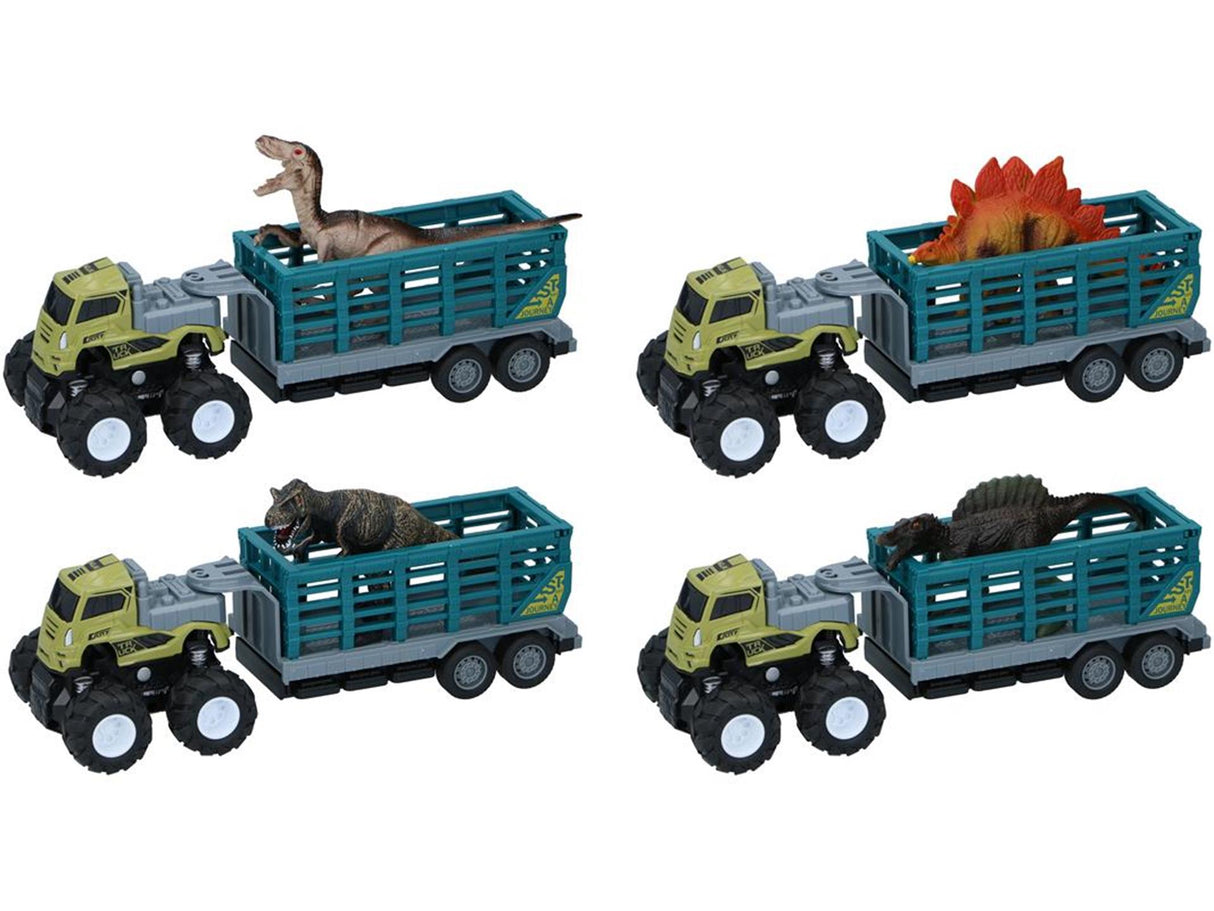 Camion jouets Eddy avec remorque et dinosaure 26x9x9cm