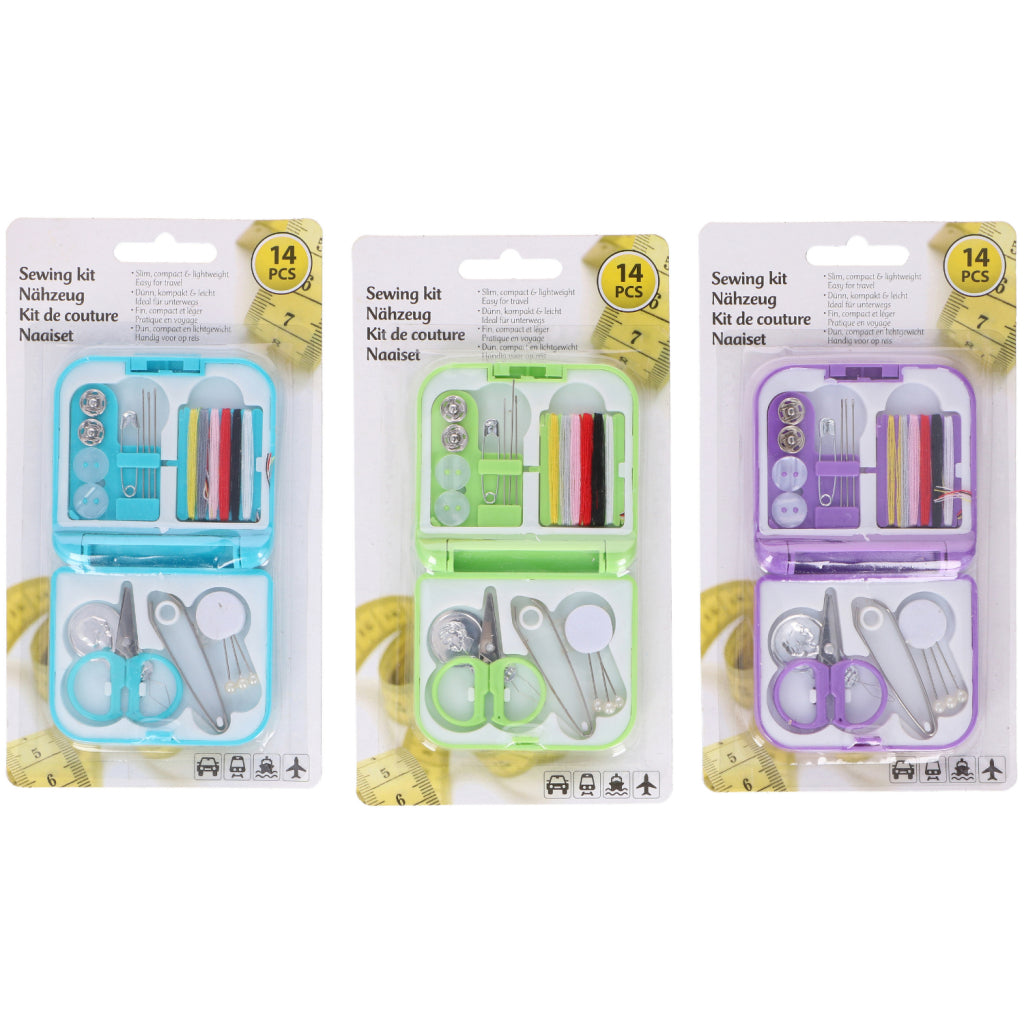 Set de couture de base 14 pièces, 3 couleurs assorties