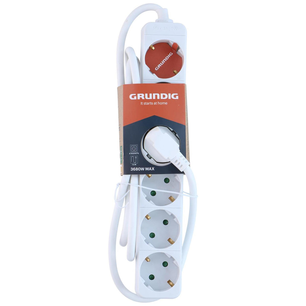 Grundig multiprise blanc 6x 1,5m