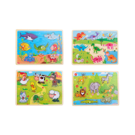 Puzzle animaux en bois 9pcs 30x22x1,5cm