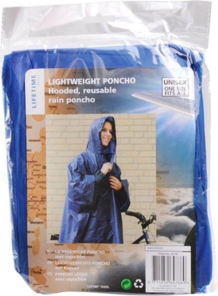 Poncho de pluie à vie avec capuche | bleu