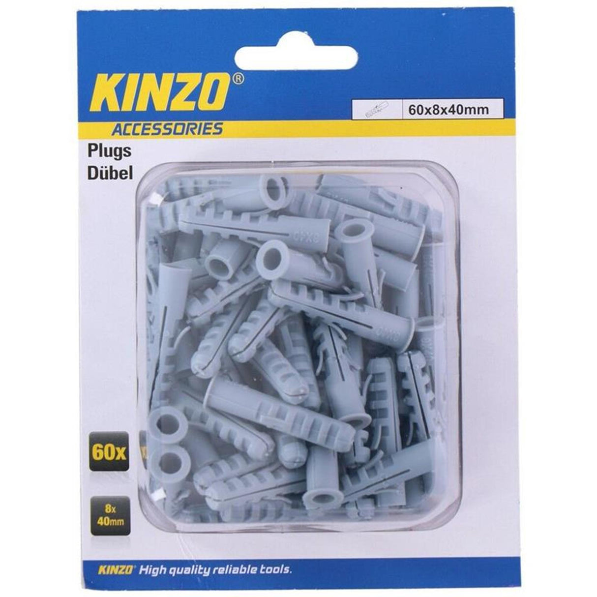 Kinzo bouchons plastique 60pcs 8x40mm
