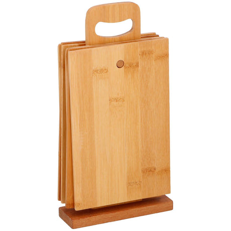Set de planches à découper bambou 29,5x15cm 6 pièces avec support