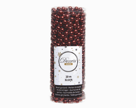 Guirlande de perles Decoris brillant Noël rouge 10 mètres
