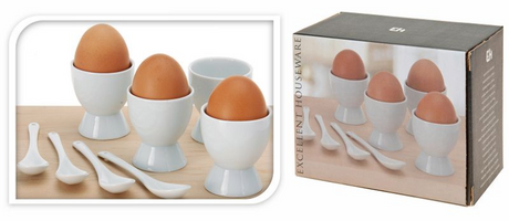 Excellent ensemble de coquetiers en porcelaine 8 pièces blanc