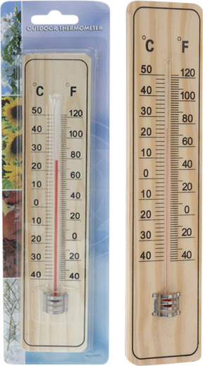 Thermomètre bois 22x5x0,8cm | 6 pièces