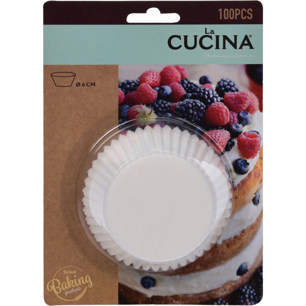 Grundläggande La Cucina Paper Muffin Tins 6 cm 100 stycken vita