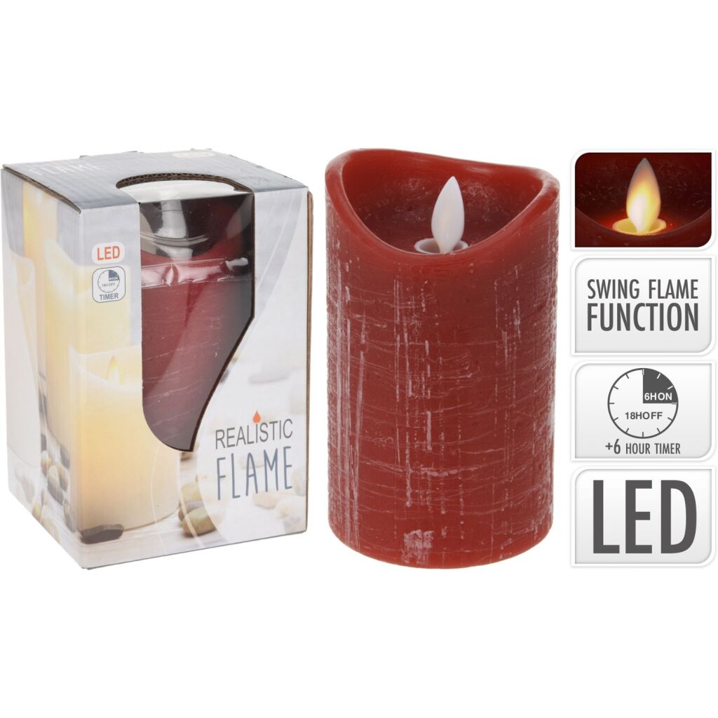 Bougie LED Basic avec minuterie rouge