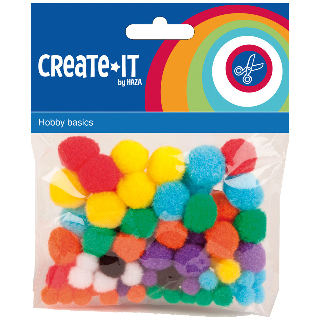 Pompons de couleur barbe blanche Haza, 78pcs.