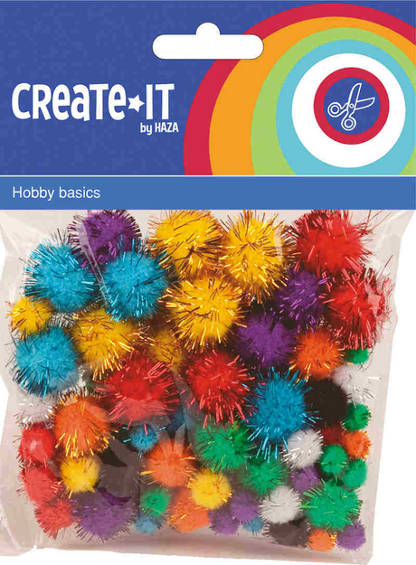 Pompons pailletés barbe blanche Haza, 78pcs.