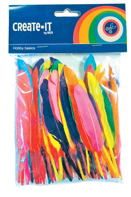 Plumes colorées Haza barbe blanche, 100pcs.