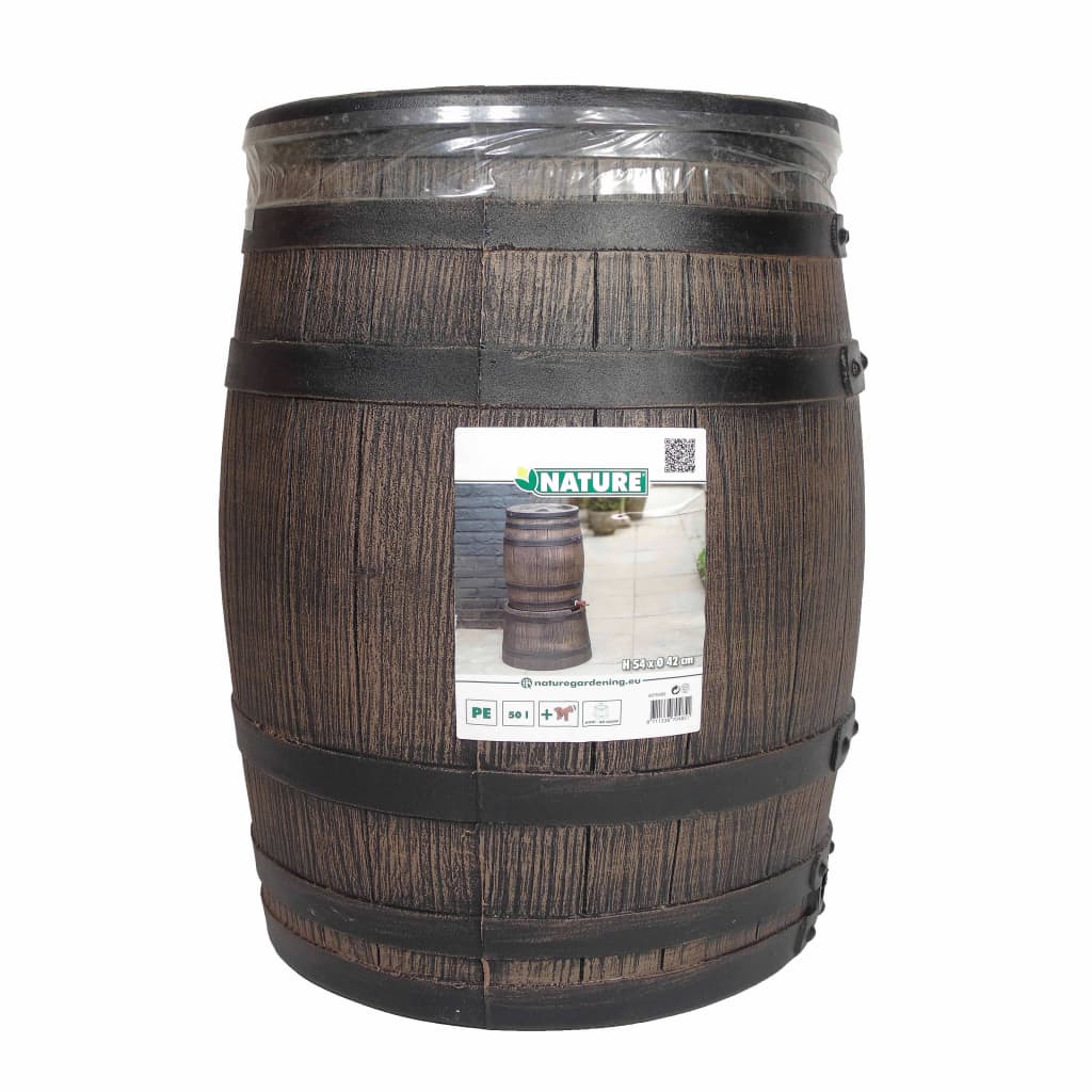 Nature Nature Rain barrel with wood look 50 L 38x49.5 cm Brown