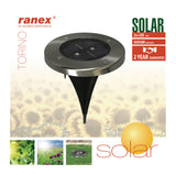 RANEX RA-5000389 LED rotondo Spolt Solar Spot in acciaio inossidabile spazzolato