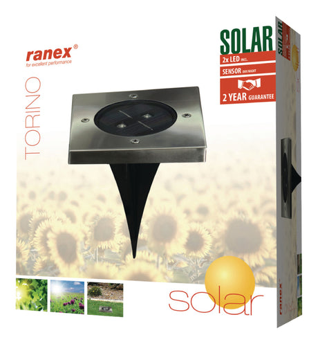 Ranex ra-5000406 spot de sol solaire led inox