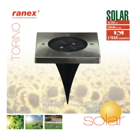 Ranex ra-5000406 spot de sol solaire led inox