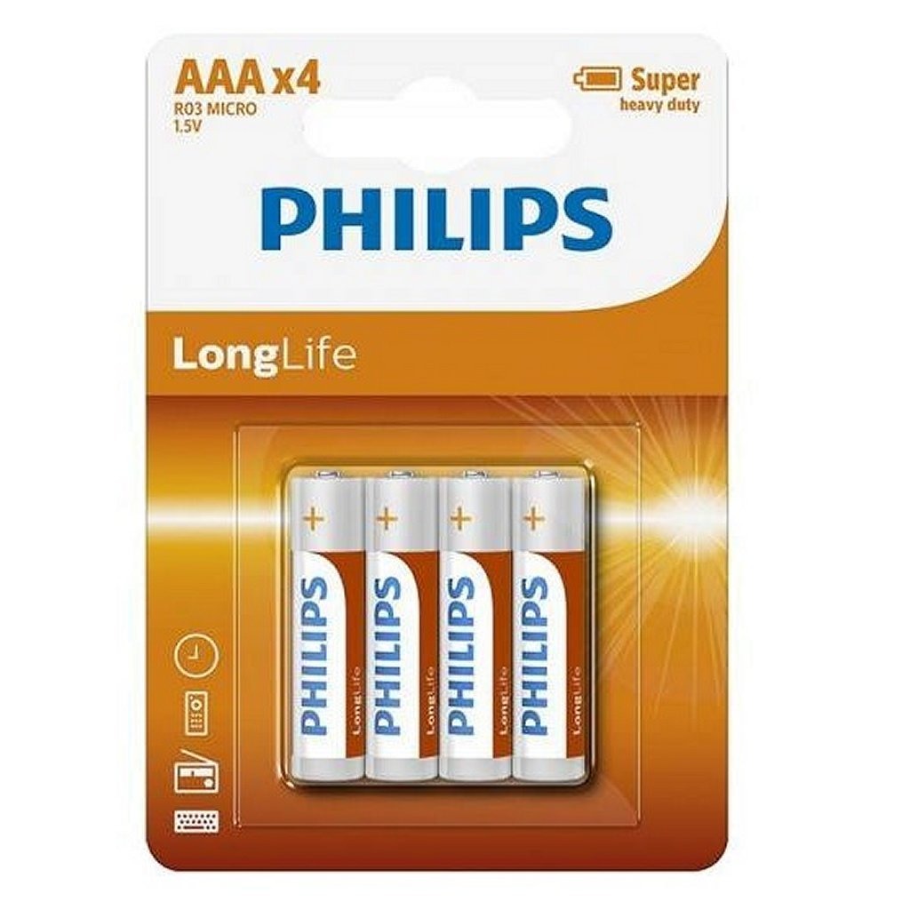 Philips R03 Longlife AAA Battery 4 stykker