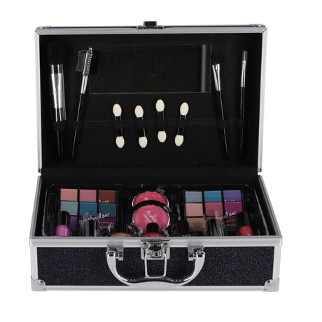 Trousse de maquillage en aluminium Casualelle bleu foncé pailleté