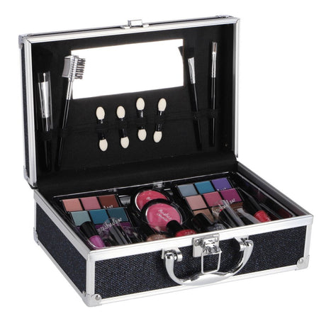 Trousse de maquillage en aluminium Casualelle bleu foncé pailleté