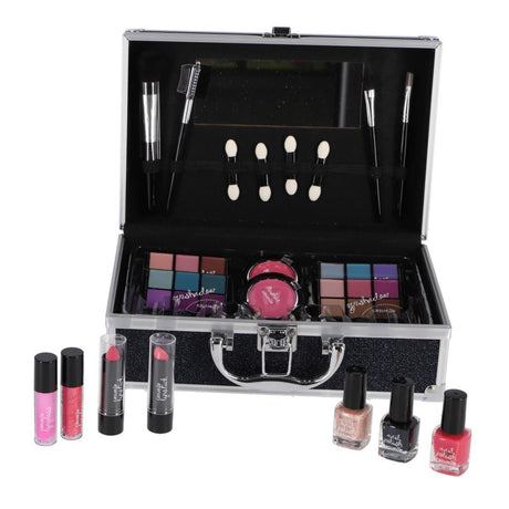 Trousse de maquillage en aluminium Casualelle bleu foncé pailleté