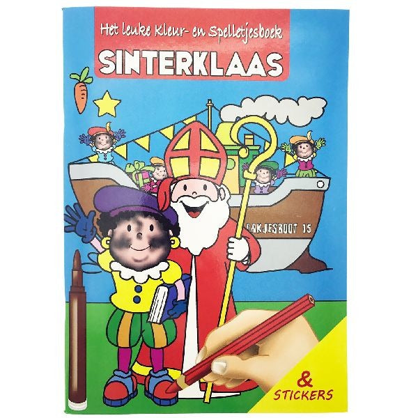 Basic sinterklaas kleuren spelletjesboek met stickers a4