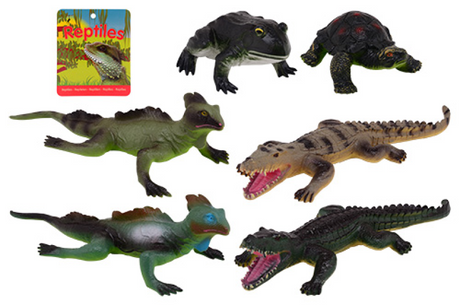 Johntoy animal world reptielen soft 14-37cm 6 assorti