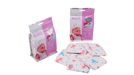 Ensemble de couches pour poupée Baby Rose, 5 pièces dans un sac.