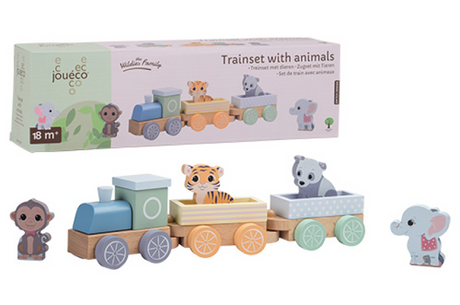 Joueco train en bois animaux sauvages