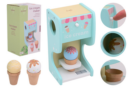 Machine à glace en bois Joueco avec boules de glace, 6 pièces.
